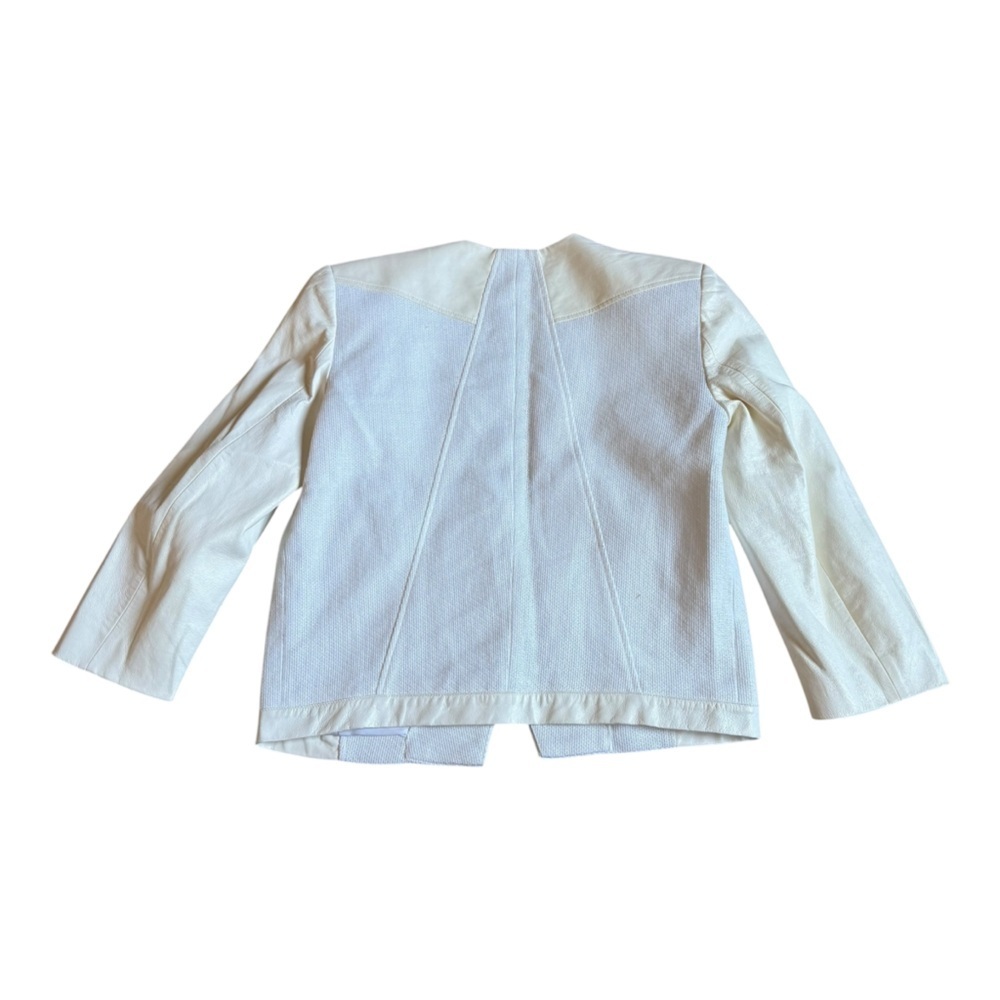 Helmut Lang Cotton Linen Lamb Leather Blazer Jacket Sz 2 Cream White - Picture 2 of 4